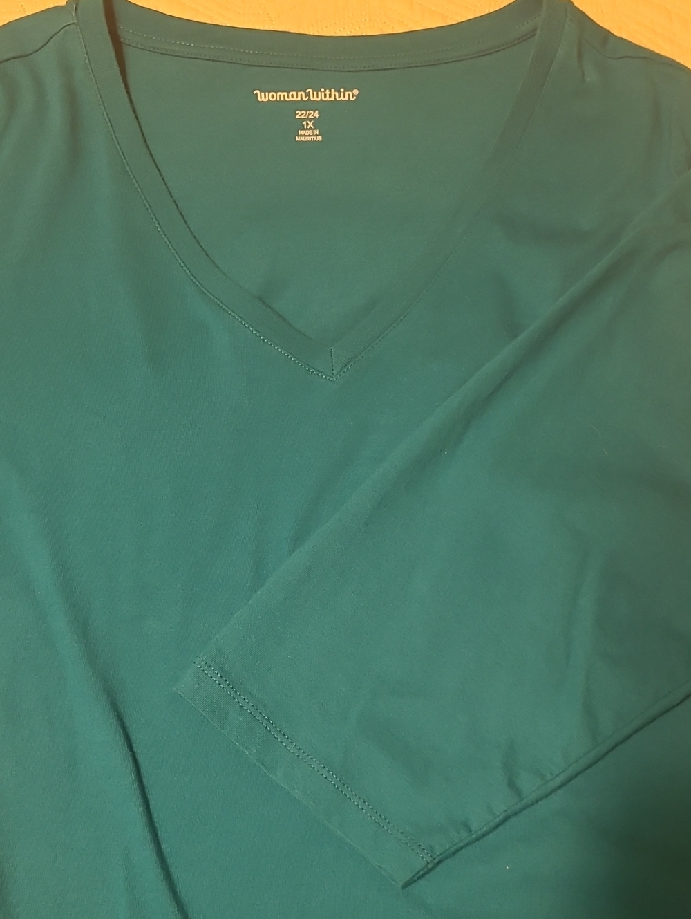 Woman Within Teal V-Neck Long Sleeve Top